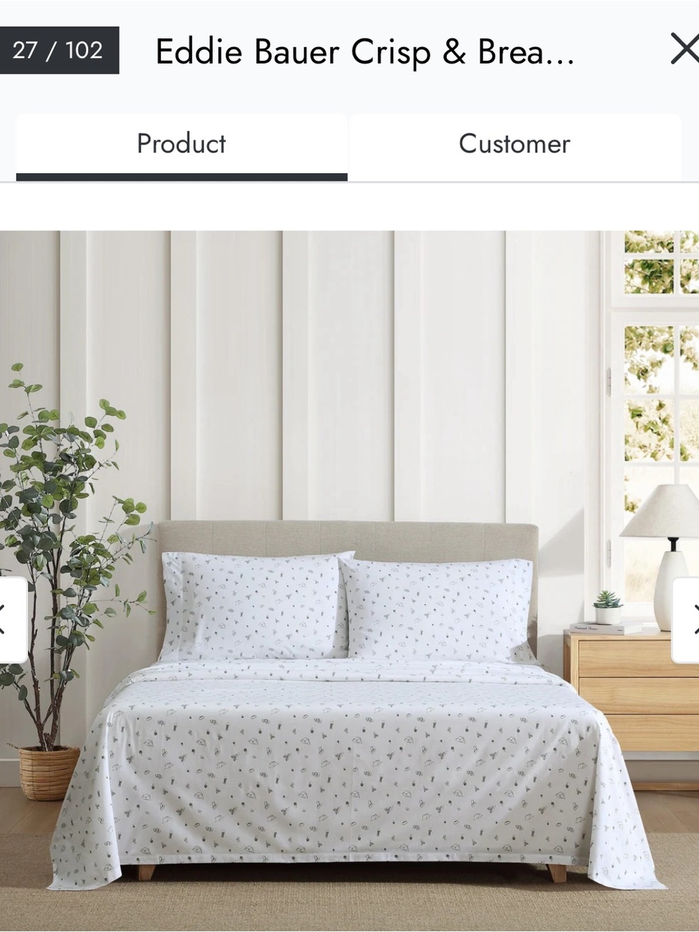 Eddie Bauer White Cotton Sheet Set with Small sheep print 6 pieces microfiber